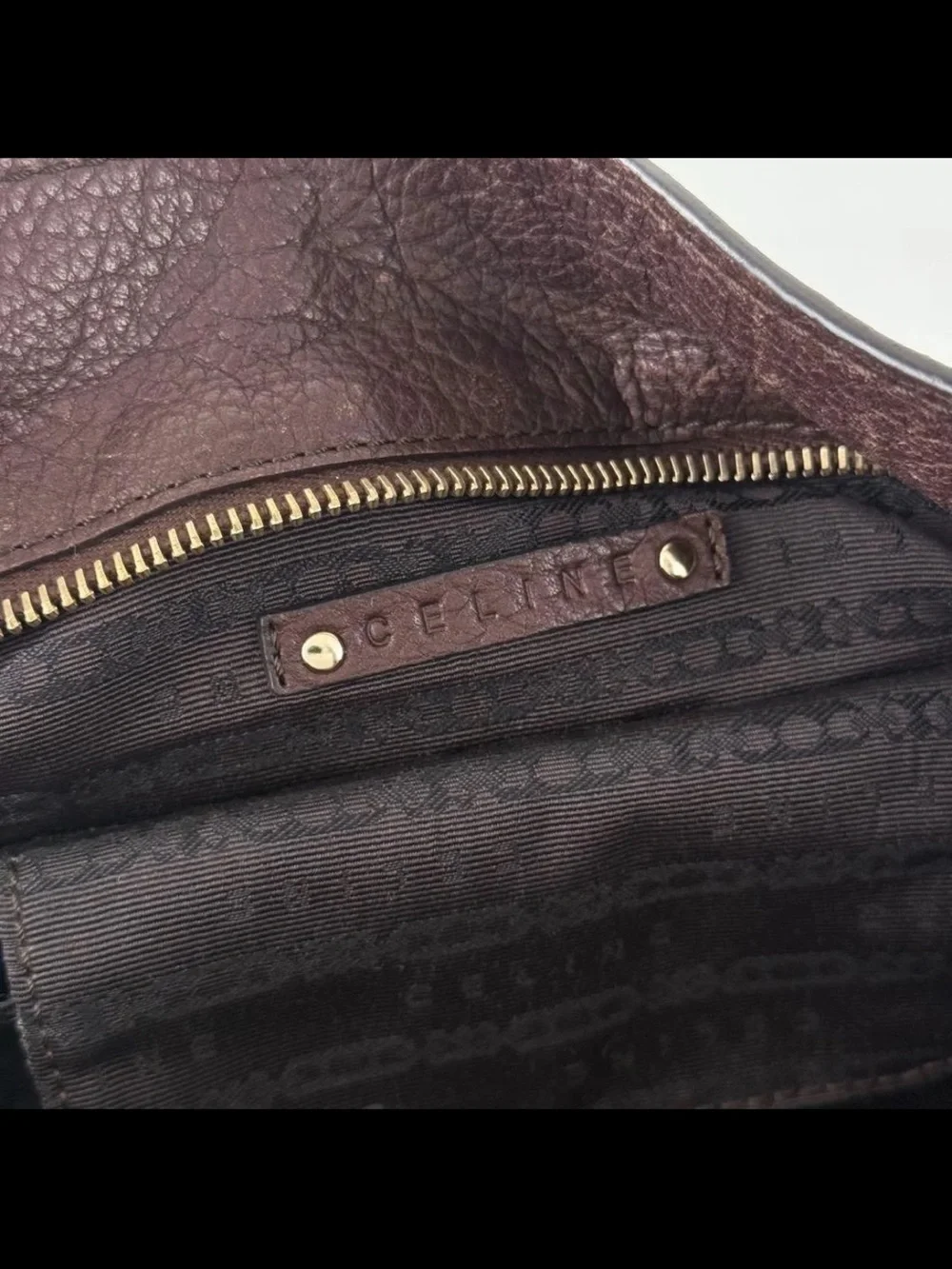Celine Pebbled Leather Hobo Bag - Plum